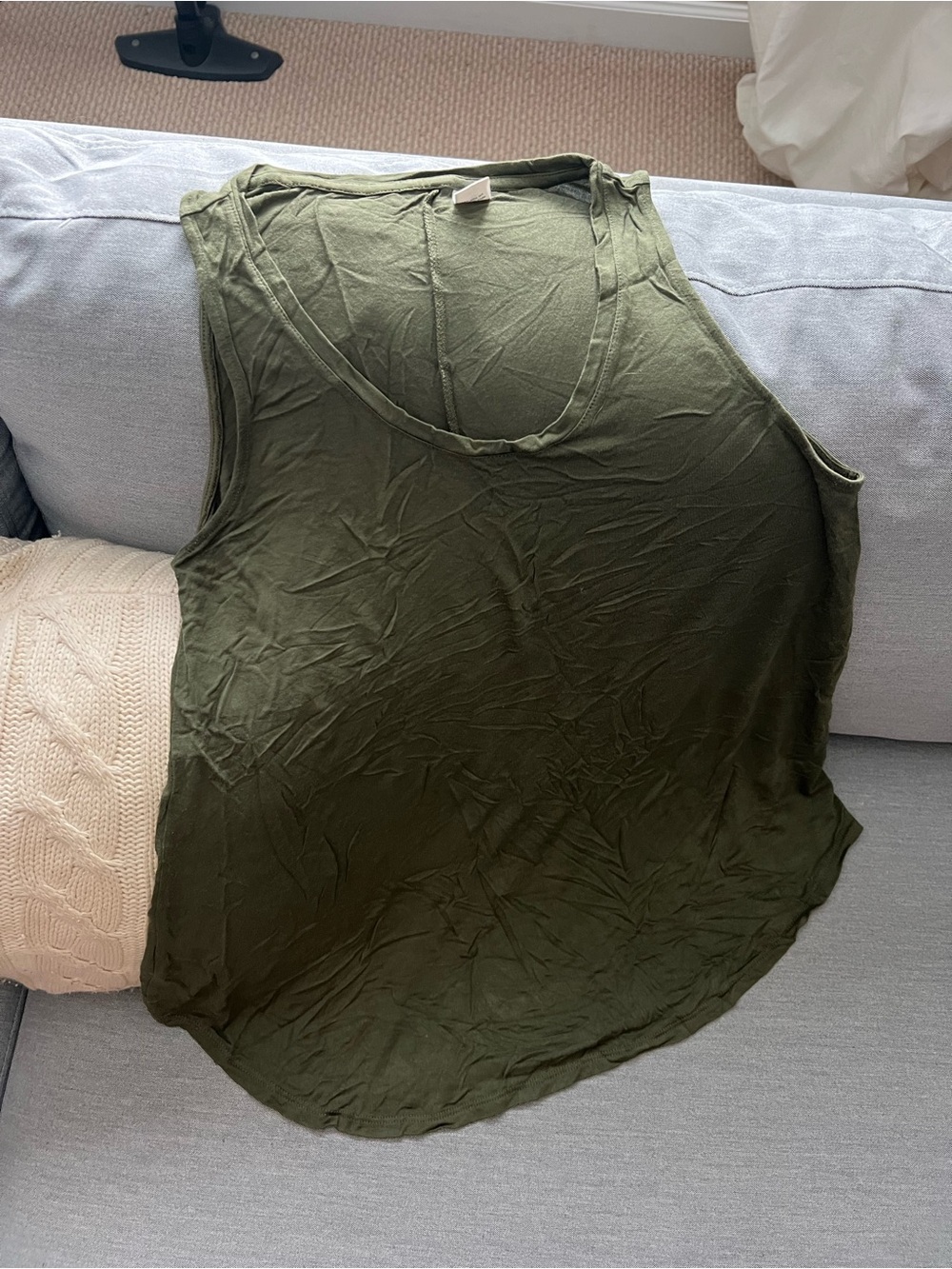 Old Navy Olive Scoop Neck Sleeveless Tank Top